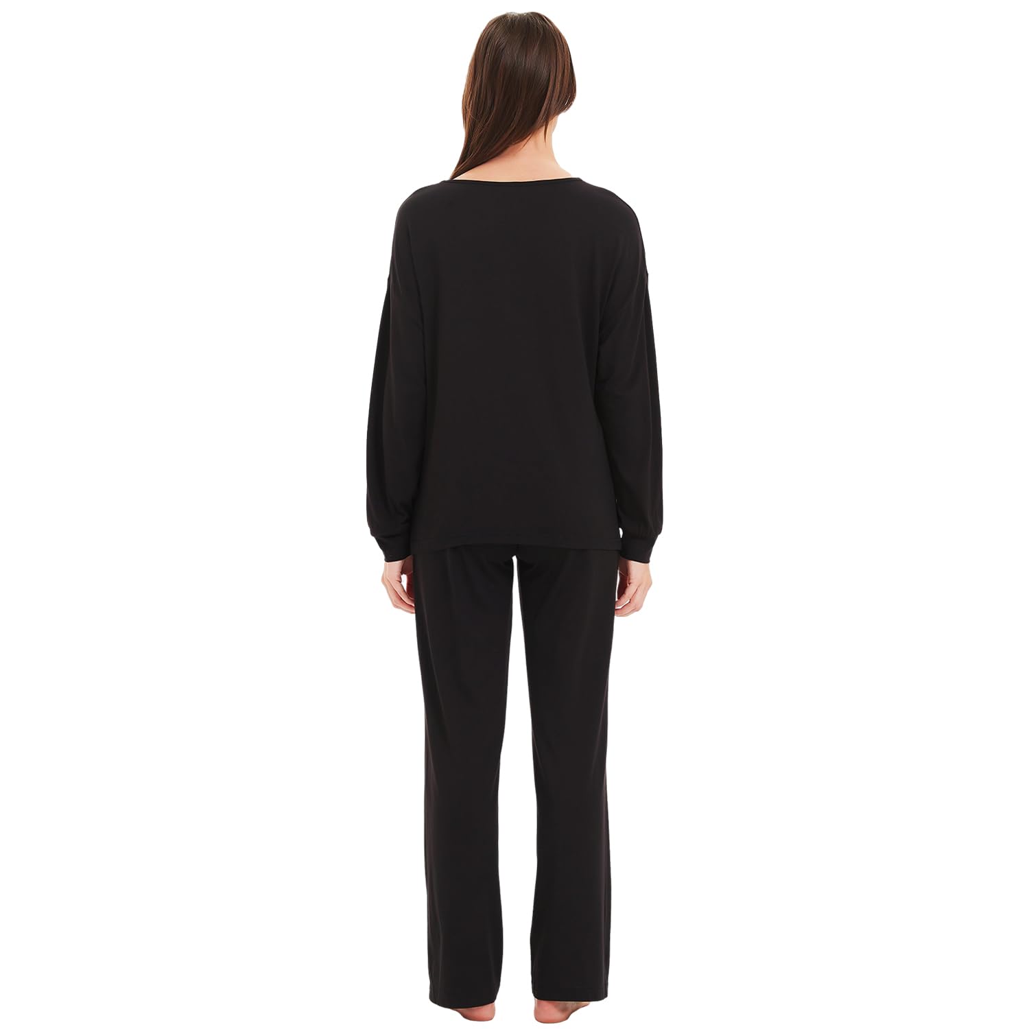Conjunto de pijama de punto suave para mujer, ropa de dormir acogedora de algodón y modal Tejido transpirable