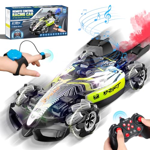 BALORIZ Ferngesteuertes Auto mit Handsteuerung, RC Stunt car mit Licht und Dampfspray, 360° Drehung Ferngesteuert Auto Geländewagen Spielzeug Geschenk für...