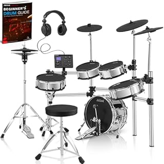 AKLOT Acoustic-Style Electric Drum Set: Independent 16’’ Wooden Bass Drum and 12’’ Snare, Triple-Zone Ride Cymbal, Standalone Hi-Hat, Full Mesh Pads, 460 Sounds, USB MIDI, Throne, Sticks (B-CORE543)