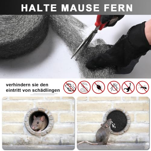 Image of Steel Wool Mice Control, 65FT(1.1LB)#0 Steel Wool, Keep Mouse Away from Holes, Barrier and Gap Filler for Home, Wall, Garden, Kitchen, Pipeline in Garage, Medium