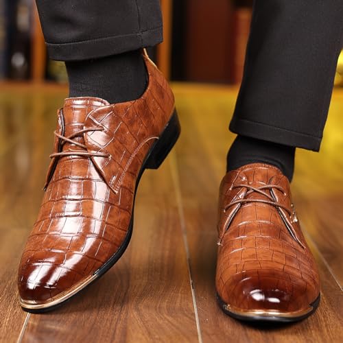 Men's PU Leather Oxford Shoes, Formal Dress Shoes for Wedding Party Office4