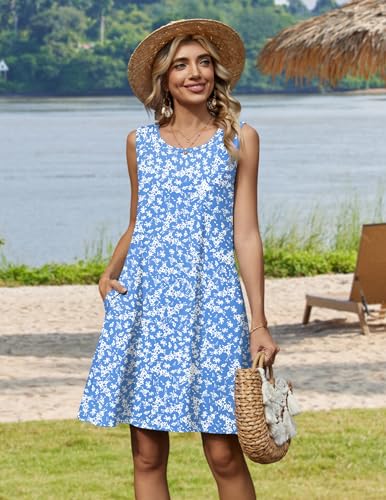 Image of Zeagoo Womens Summer Dress 2026 Sleeveless Casual A-Line Tshirt Sundresses