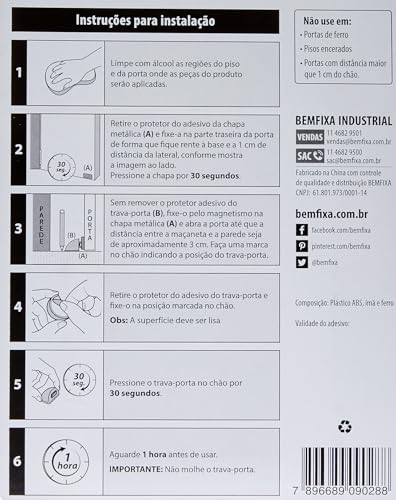 Batedor Para Porta Magnético - Autoadesivo Bemfixa Branco