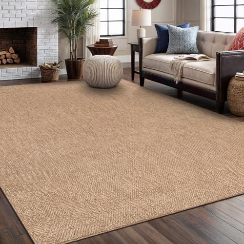 Washable Easy Jute Rug 5x7, Indoor Outdoor Rugs Natural Color Far...
