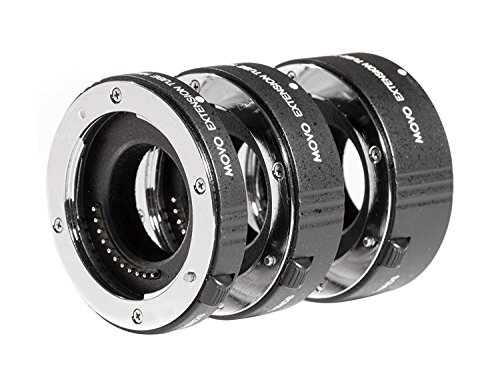 Movo/Kooka MT-CM47 3-Piece AF Chrome Macro Extension Tube Set for Canon EOS M, M2, M3, M5, M6, M10, M100 Mirrorless Cameras with 10mm, 16mm and 21mm Tubes