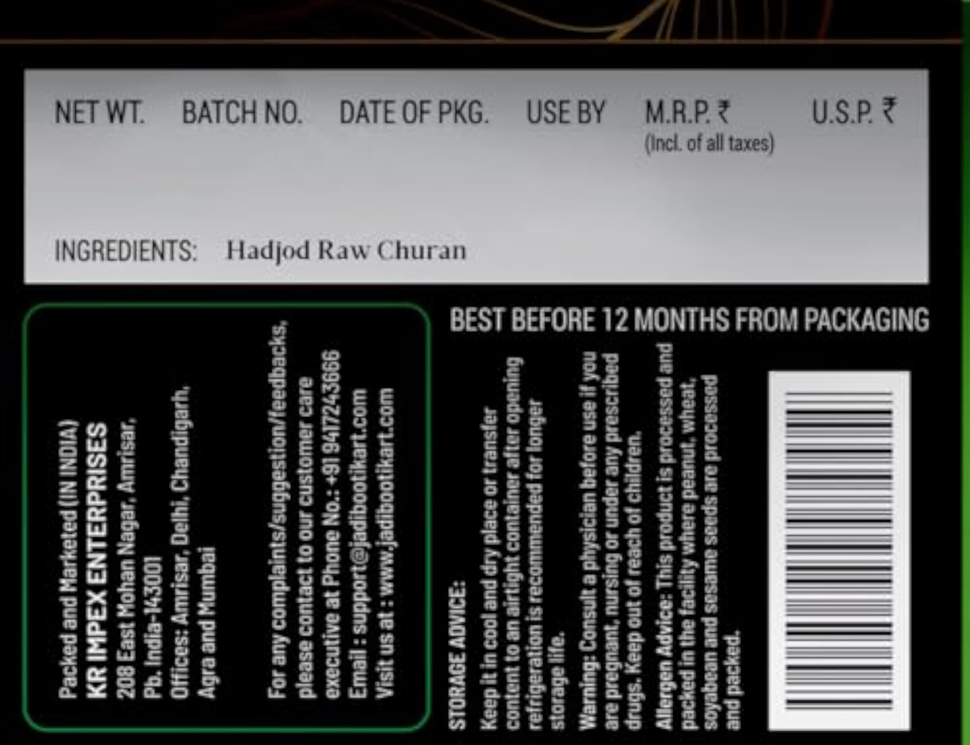 Hadjod Raw Churan, Pure & Natural