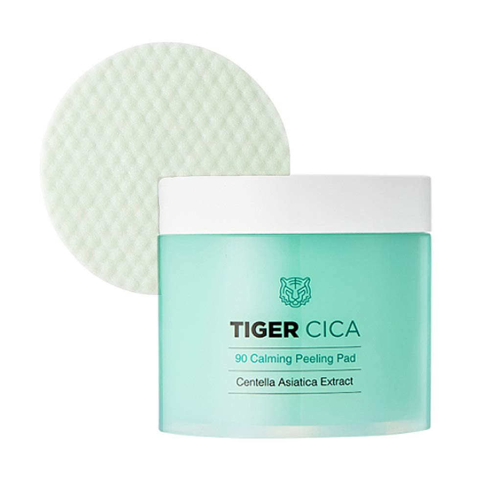 It'S SKIN Tiger Cica Green Chill Down Calming Soothing Pad - Exfoliating Pads with Hyaluronic Acid & PHA for Dead Skin Care - Redness Relief & Moisturization, 100 Sheets