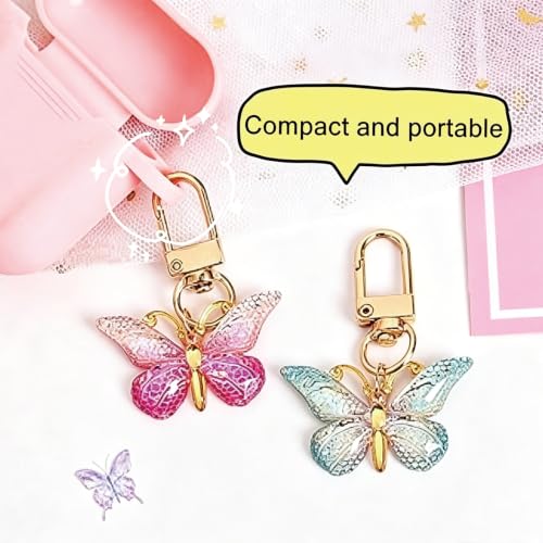 Image of 6 PCS Aesthetic Keychain, Cute Butterfly Bag Charms for Girls, Alloy Metal Key Chain Set with Six Pieces