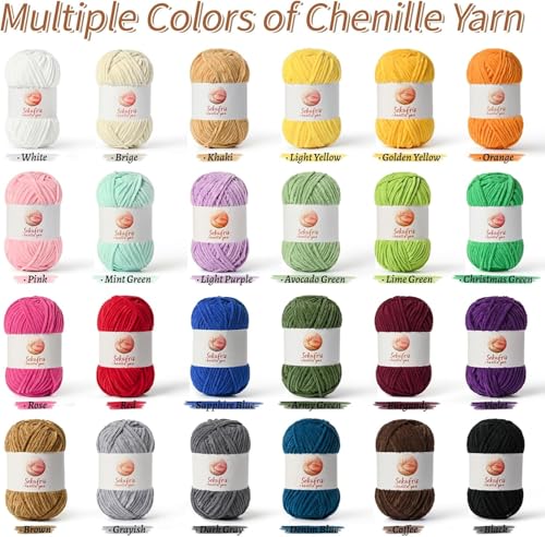 Image of Chenille Yarn for Crocheting, Size 5 Bulky,3 Milky White | 300g /393yds Soft Chunky Velvet Yarn for Crochet and Knitting,Fluffy Baby Yarn for Amigurumi,Blankets and DIY Crafts.