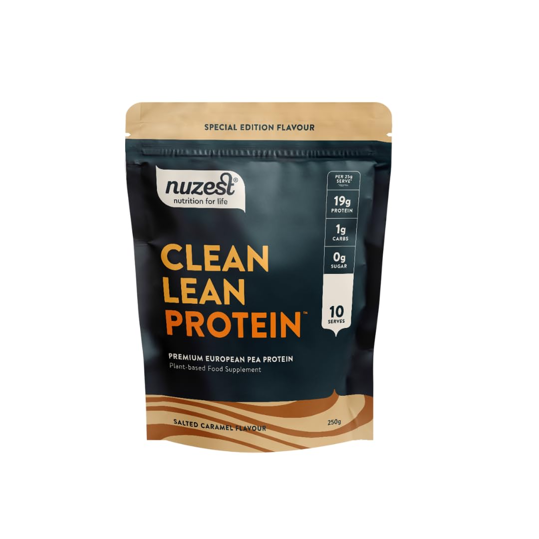 Vegan Protein Powders by Nuzest - Clean Lean Protein – Salted Caramel - Plant Based Pea Protein Shake - Low Calorie & Low Carb - Gluten Free - Dairy Free - 250g (10 Servings)