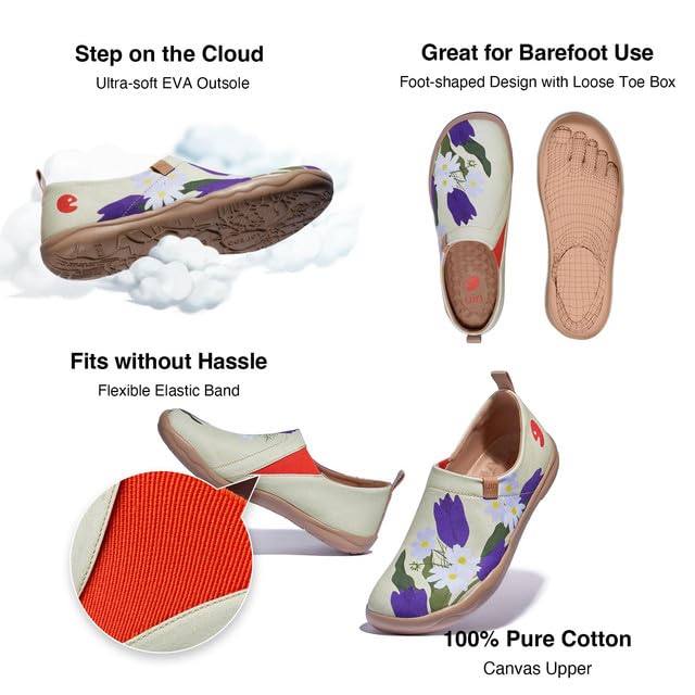 Image of UIN Women's Slip On Shoes Colorful Comfortable Lightweight Art Travel Sneakers Casual Floral Stylish Everyday Loafers