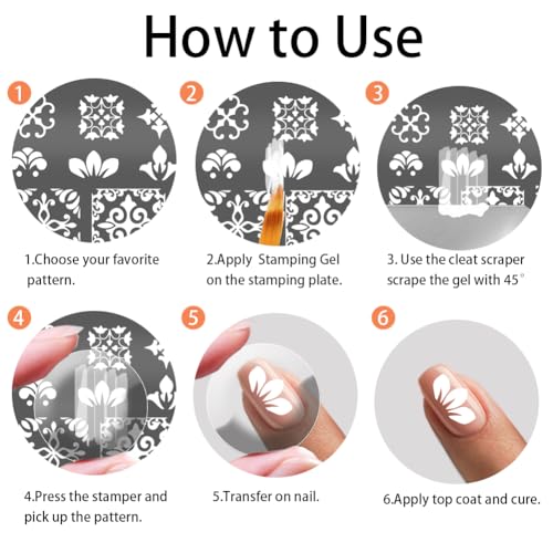 PH PandaHall 5 peças de modelos de arte de unhas com padrão de mosaico, placa de estampagem caleidos