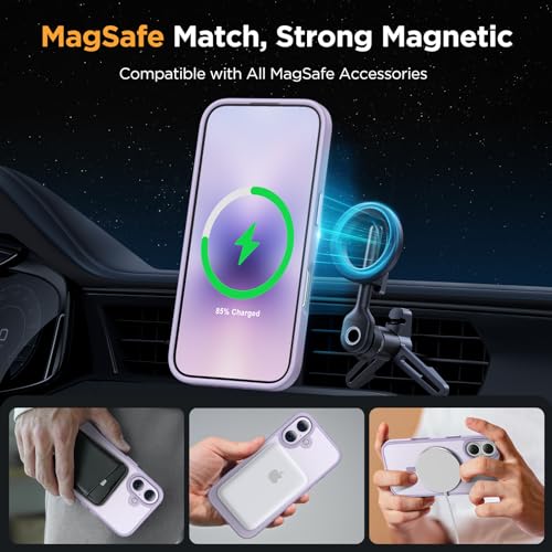 Image of Miracase Magnetic for iPhone 17 Case (Compatible with MagSafe) with Screen Protector Military-Grade Protection, Anti-Fingerprint Translucent Matte Phone Cover for iPhone 17 6.3 inch, Light Purple