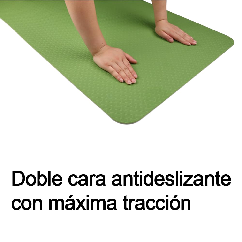Esterilla de Yoga, Pilates y Fitness TPE Ecológico | Antideslizante, 3 Grosores, Sin Olor, Incluye Correa y Bolsa de Transporte 183x61 cm, Ideal para Deporte en Casa