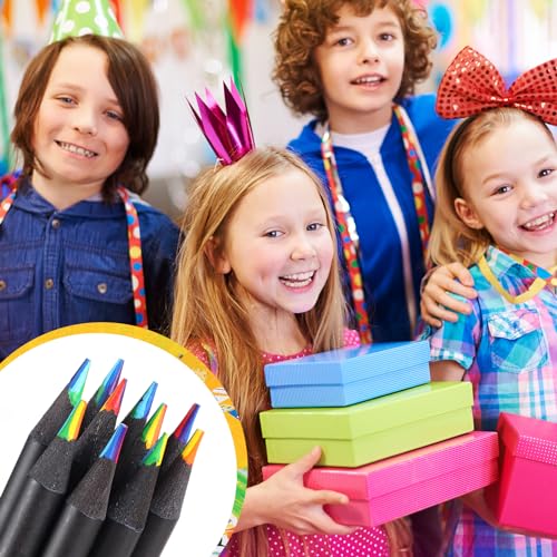Tinnivi TNCP7IN1-12 Art Supplies For Kids And Adults, 7 Color In 1 Black Wooden Rainbow Colored Pencils Pre-Sharpened thumb #5