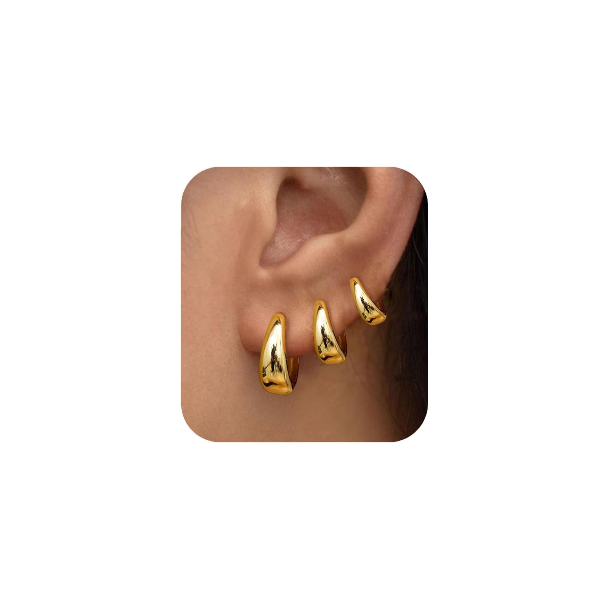 Small Gold Huggie Hoop Earrings Set for Women, Hypoallergenic Twisted Cartilage Hoops Lightweight, Tiny Diamond Hoop Earrings Jewelry for Multiple