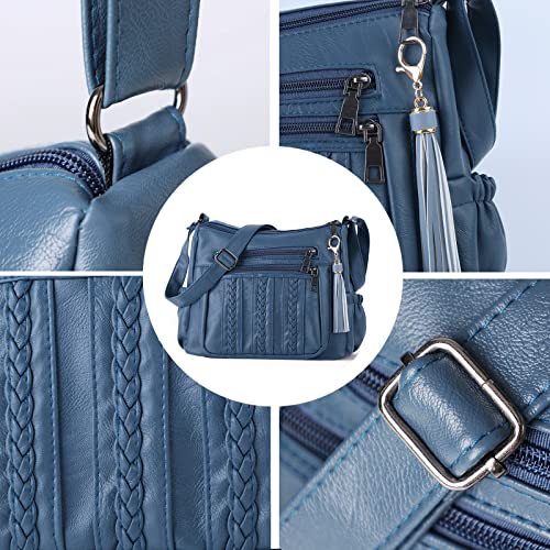 Image of ELDA Purses for Women Pocketbooks Soft PU Leather Ladies Crossbody Purse Multi Pocket Shoulder Bag