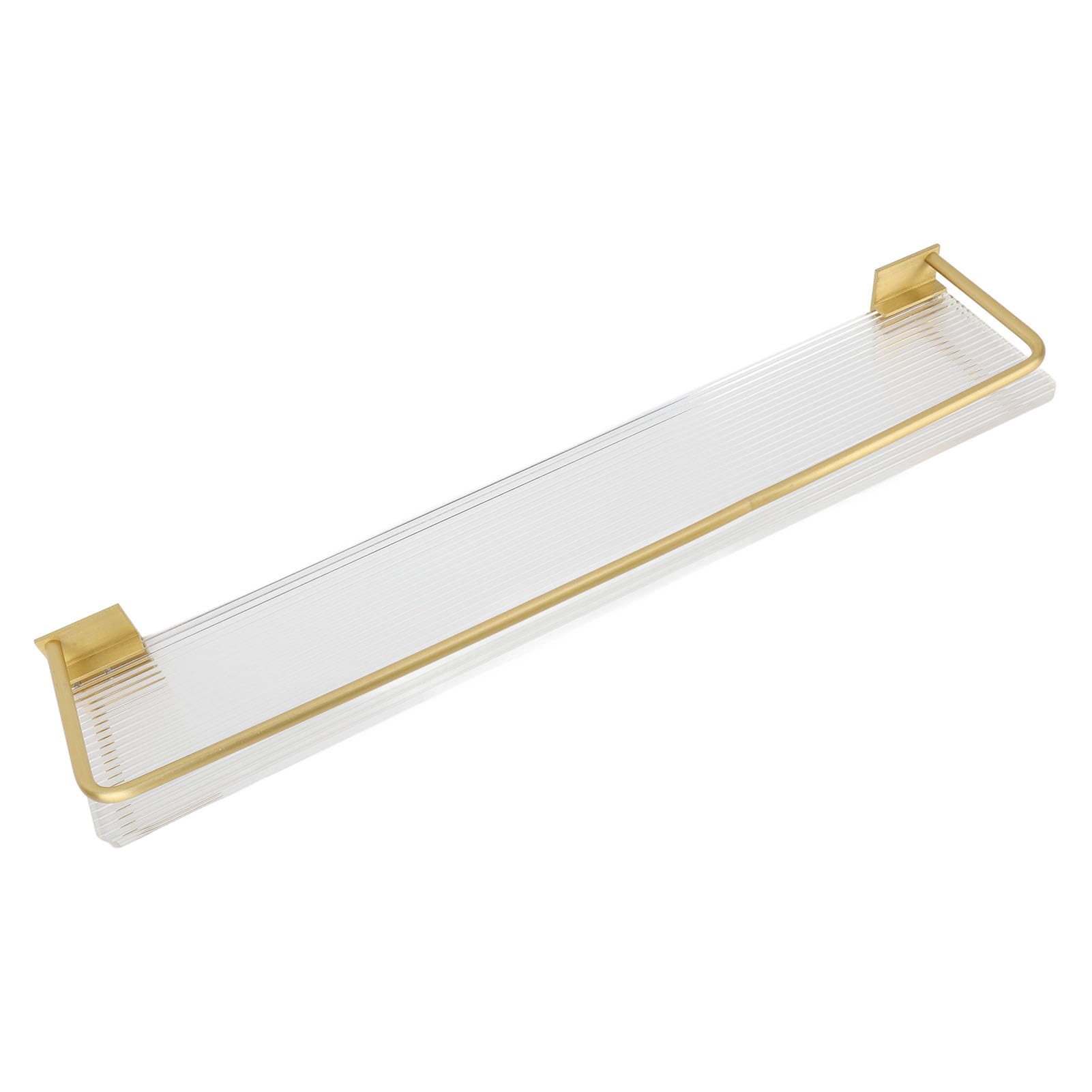 FTVOGUE Pływająca Półka, przestrzeń Aluminiowa Akrylowa Półka ścienna do Przechowywania w łazience 60 X 10 Cm, Organizer na Wieszaki ścienne do Kuchni Salon Blat Sypialni oszczędność Miejsca (GOLD)