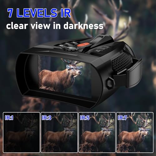 Image of 4K Night Vision Goggles with 4 inch Large Screen, 48MP Infrared Binoculars for Total Darkness, 10x Zoom & 2600ft Range, 5000mAh Rechargeable Battery, 32GB Card, Ideal for Hunting, Camping & Home Security