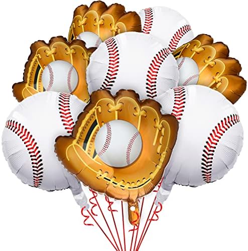 8 Pieces Baseball Balloons Baseball Glove Balloons 18 Inch Sports Mylar Balloons Baseball Themed Party Supplies Decorations for Boys Girls Summer Birthdays Party (Baseball/Baseball Glove Balloons)