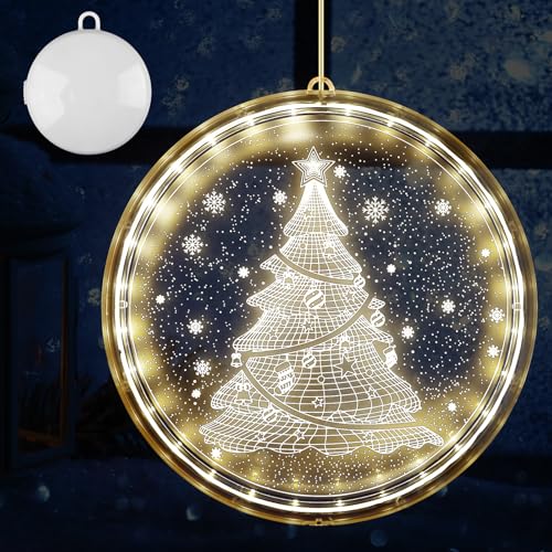 BORDEAG Weihnachten Dekorative Fenster Licht, 24cm 3D-Hänge...