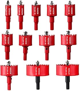 ASNOMY Bi-Metal Hole Saw Set, 18-75mm Hole Opener Hole Cutter Tool for Drilling Cornhole Board, Plastic, Pipe, Wood, Fiberboard(12Pcs)