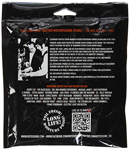 Rotosound Cordes pour Basse électrique TRU BASS NYLON FLATWOUND 6-str. RS886LDNYLON FW LONG Standard 50-135 - Les Beatles, Paul McCartney, John Lennon, RIngo Starr, George Harrison Rotosound Cordes pour Basse électrique TRU BASS NYLON FLATWOUND 6-str. RS886LDNYLON FW LONG Standard 50-135 – Image 3