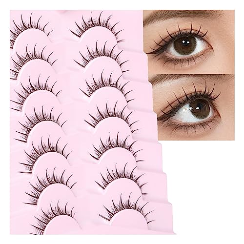 Manga Lashes Anime False Eyelashes Wispy Natural Lashes Manhua Individual Clusters Extensions with Clear Band Japanese Korean Makeup 7 Pairs Fake Eyelashes Pack by EYDEVRO