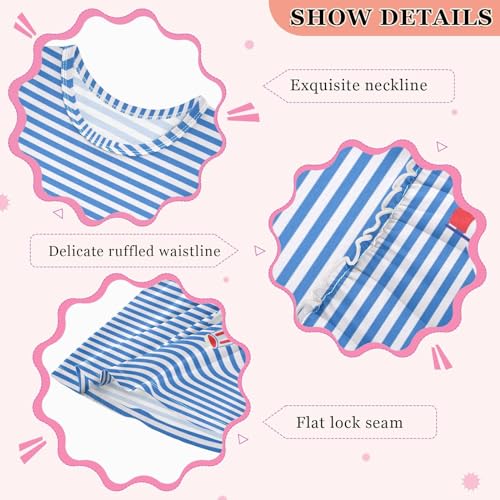 Blue Hydrangea Flowers Floral Girls Casual Dress Cotton Summer Clothes for Kids 2T-8Y3