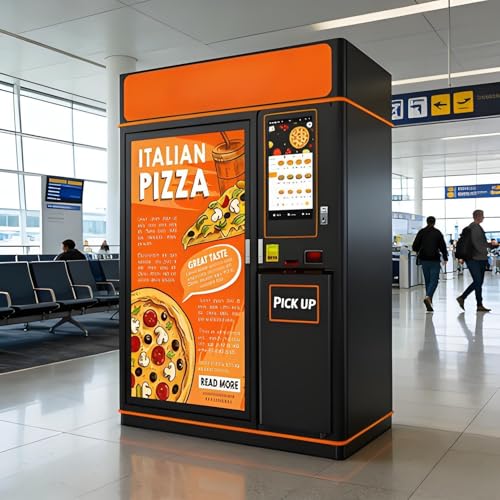 Rapid-Cook - Máquina expendedora de pizza para encimera, horneado fresco de 60 segundos, dispensador de autoservicio, diseño fácil de limpiar y ajustes de calor ajustables, ideal para dormitorios