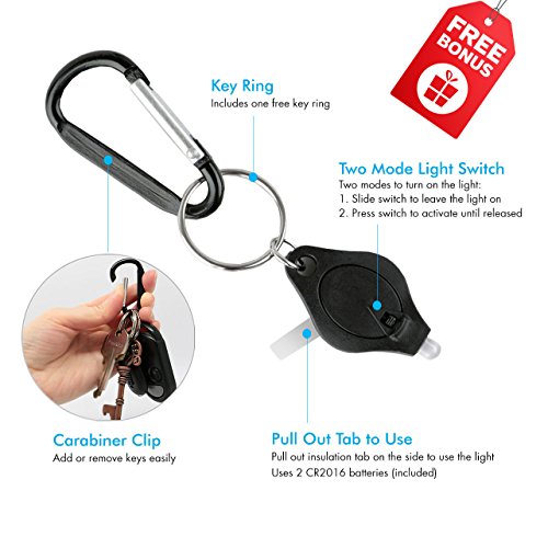 Genuine Leather ID Badge Holder Wallet with Heavy Duty Carabiner Retractable Reel, Key Ring and Metal Clip, 3 Card Pockets. Holds Multiple Cards & Keys. Bonus Key Chain Flashlight. Vertical. Black