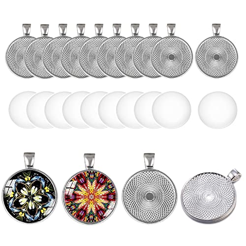 HERZWILD 20 Sets Round Bezel Pendant Trays