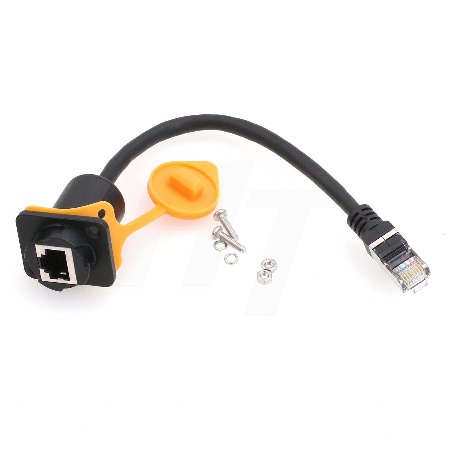 2 cables de extensión de red LAN Ethernet RJ45 para montaje en panel hembra impermeable a RJ45 macho 8p8c 15 cm