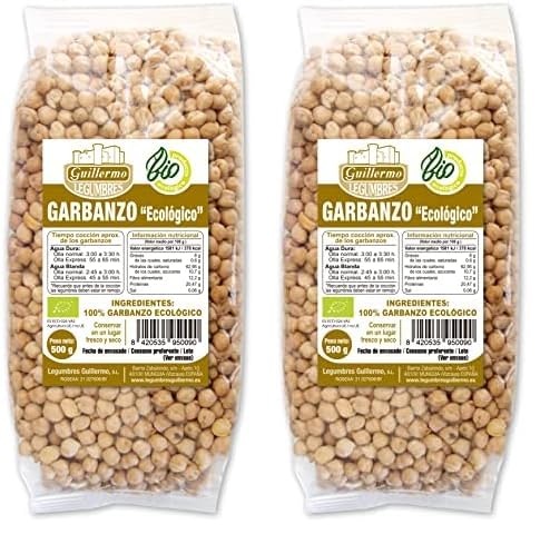 Guillermo | Garbanzo pedrosillano BIO - Paquete 500g. | 100% ecológico | Gran fuente de energía de lenta absorción | Ácido oleico para mantener niveles de colesterol saludables (Paquete de 2)