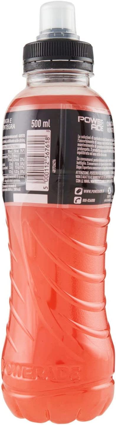 Powerade Arancia Rossa Bevanda Energética - Bebidas energéticas (24 unidades, 50 cl), color rojo