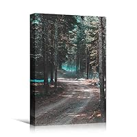 Canvas Wall Art Quiet Pathway Cool Dramatic Forest Multicolor Nature Photography Rustic - 12x18 inches