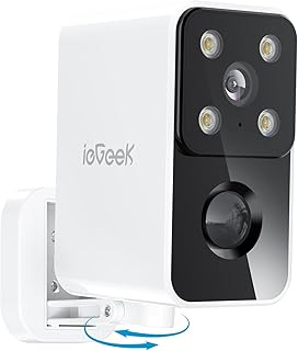 ieGeek Security Cameras Wireless Outdoor Pan Rotating 180° Home Security Cameras, 2.4G WiFi Camera Battery Powered with 2K Color Night Vision, Smart AI Detection, 2-Way Audio, Local/Cloud Storage,IP65