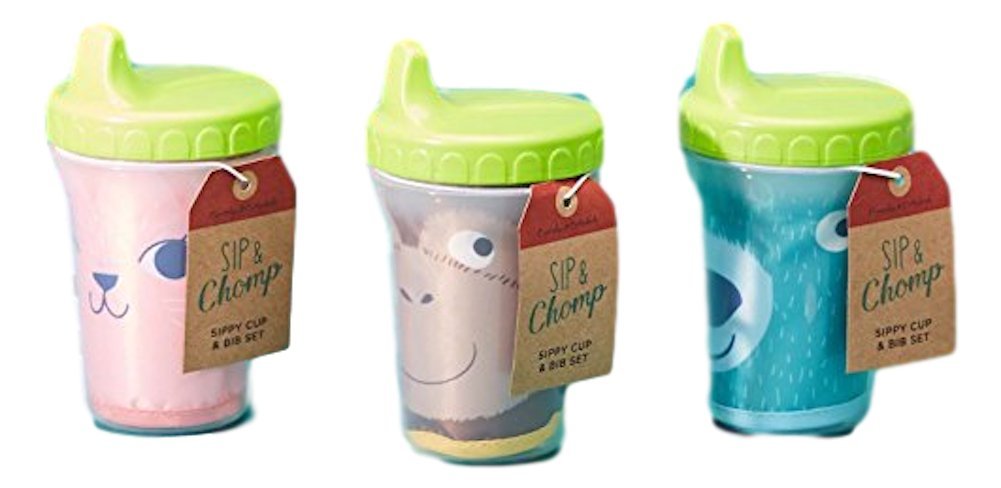 Two's Company Sip & Chomp Sippy Cup and Bib Gift Set (Cat)