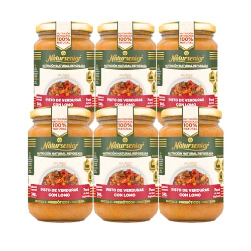 Natursenior - Pack Puré de Pisto con Lomo Asado x6 - Comida Natural Triturada para Mayores - Recetas Caseras y Enriquecidas - 340g
