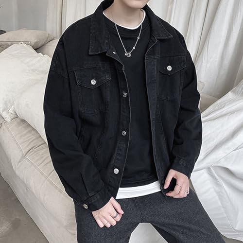 Men's Casual Washed Denim Jacket Vintage Button Down Long Sleeve Jean Coats Loose Fit Distressed Trucker Jacket2
