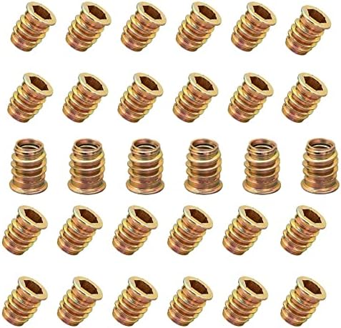 YiYFiT 20Pcs M10x20mm Furniture Threaded Insert Nuts,Carbon Steel Zinc Plated Threaded Bolt Fastener Interface Hex Socket Drive Threaded Insert Nuts for Wood Furniture