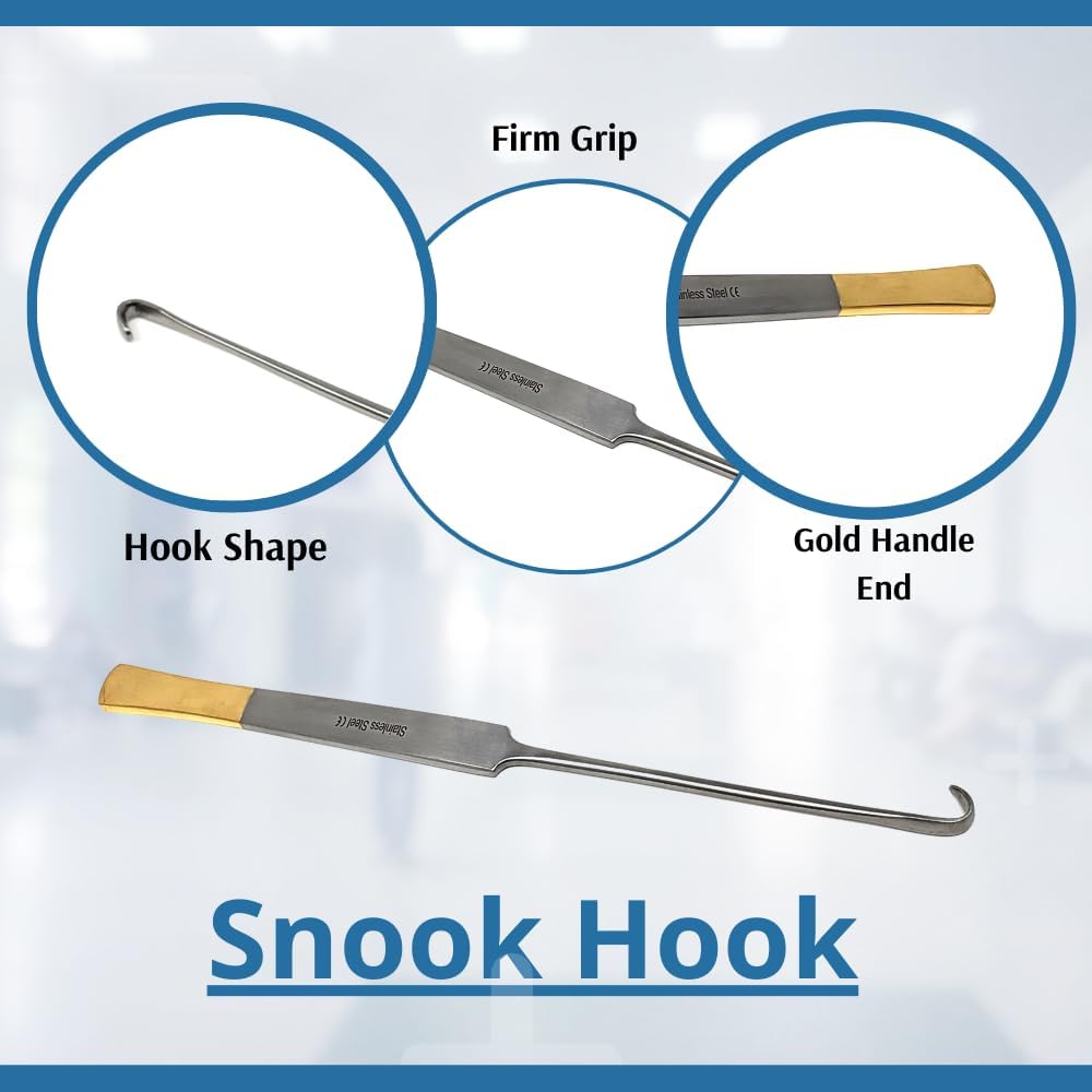Snook Hook 8" Veterinary Surgical Instruments Spay and Neuter Made of Stainless Steel (Gold Handle Ends)