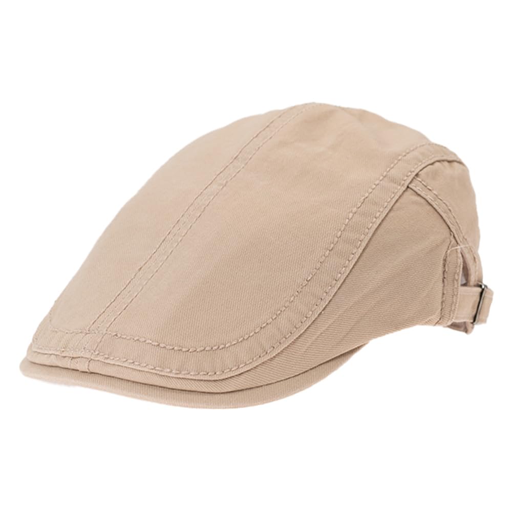 Keepsa Men's #K56-Beige Cotton Adjustable Vintage Flat Cap Gatsby Ivy Irish Hat Cabbie Hat Newsboy Caps