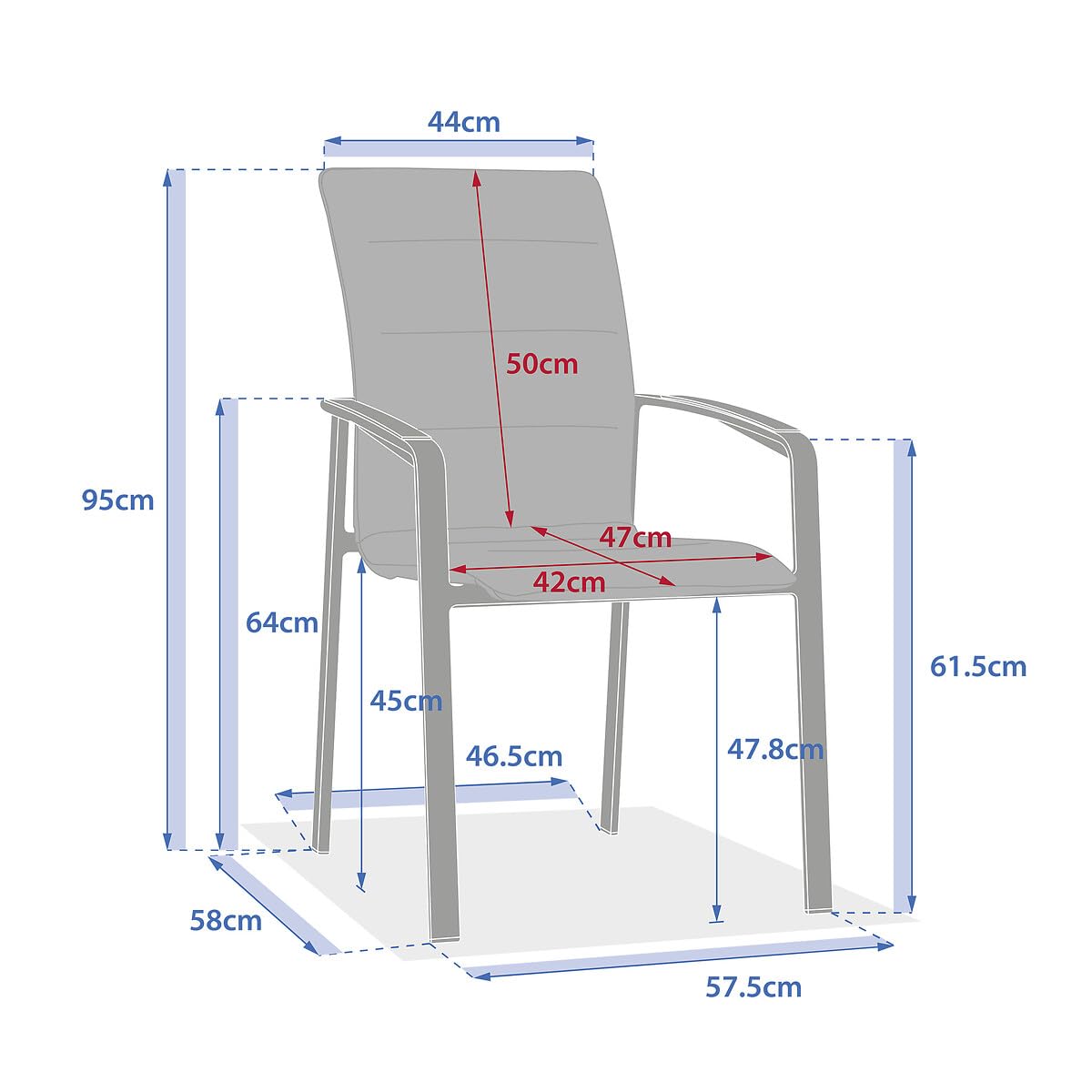 Fauteuil de Jardin Empilable Hespéride Diese Argile et Ivoire Anti-Rouille Tissu Déperlant Séchage Rapide