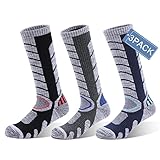 Ski Socks Women - 1/4 Pack Warm Skiing Calf Socks High Performance Winter Sport Socks