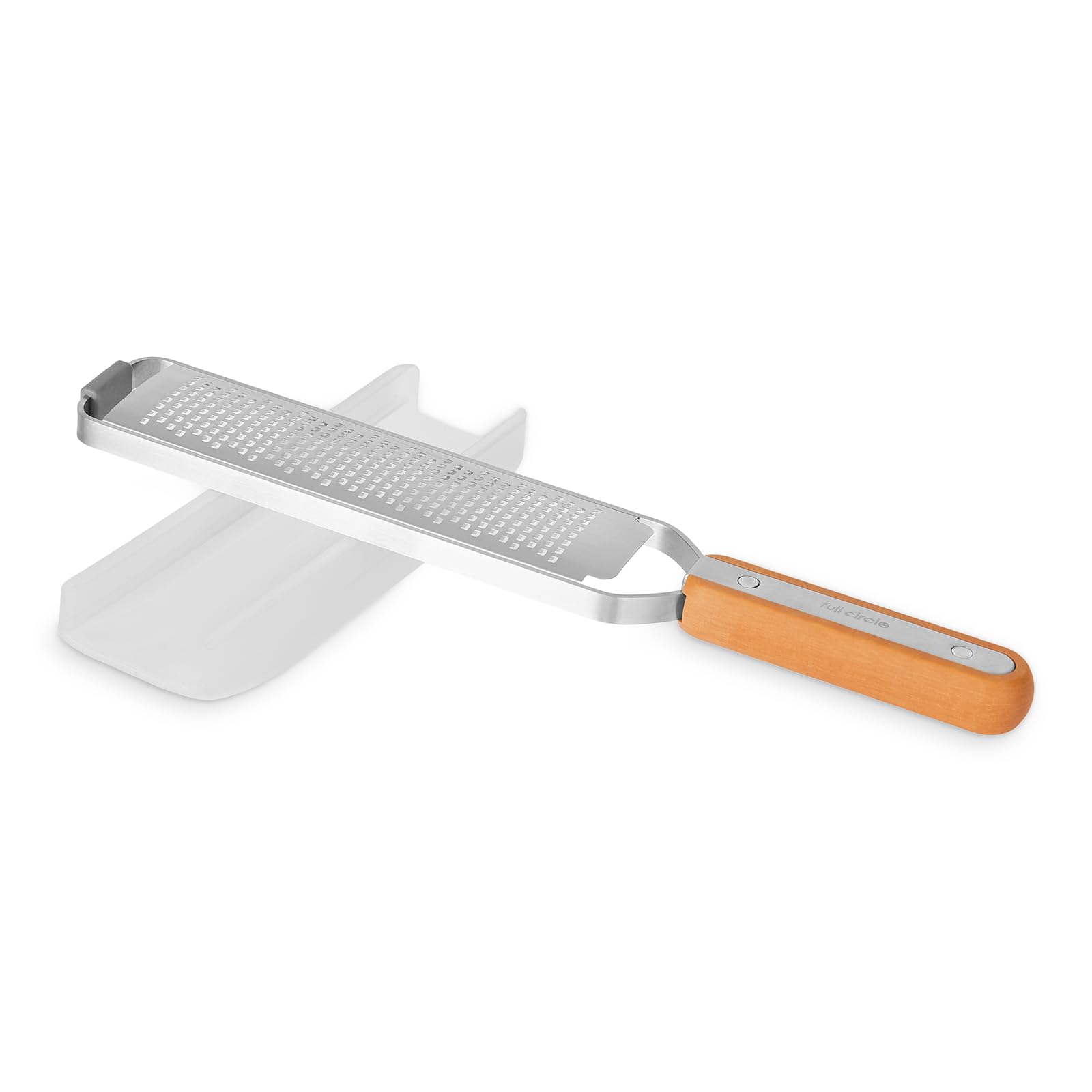 Full Circle Zester, Fine Grater with Protective Cover & Food Catcher: Elegant and Eco-Friendly – Perfect for Parmesan Garlic Lemon Fruit Chocolate and Ginger. Stainless & Pressed Wood. Dishwasher Safe