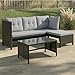 Home Collective Gartenmöbel Set Lounge Möbel Outdoor Sofa Gartenlounge Polyrattan | Mit Couchtisch & gemütlichen Polstern | Für Terrasse, Balkon oder Garten | 180x120x63,5 cm (BxTxH) | Hellgrau
