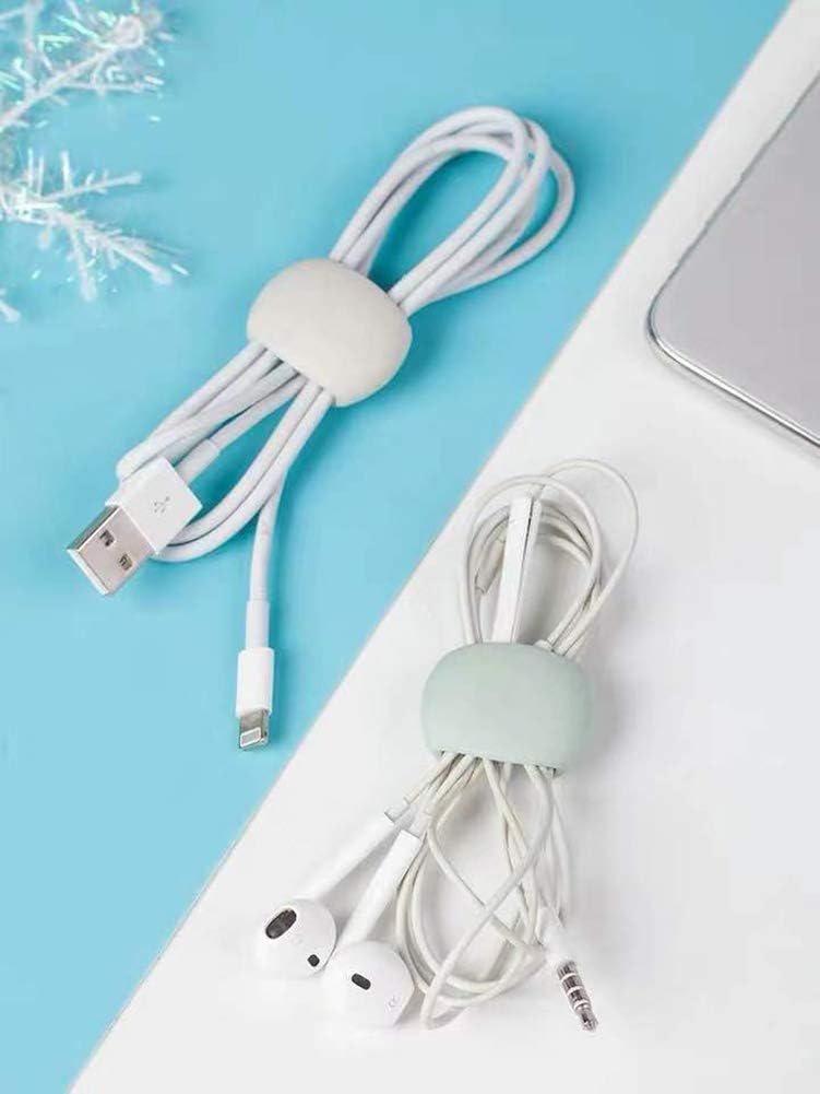 Keast 4Pcs Reusable Silicone Cord Organizer, Headphone Earphone Cable Organizer Cord Management Wrap Winder Headphone Cable Winder, Phone Charger Wire Clips for Business Travel Colors Random