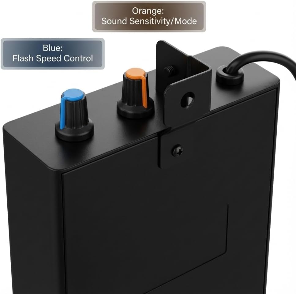 QWORK 108 LED Strobe Light Sound Activated - Plug-in Flash Lamp with Adjustable Speed for Parties