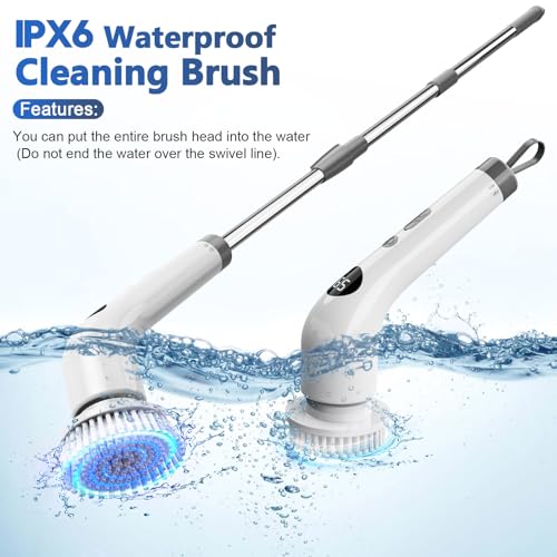 Image of qimedo Electric Spin Scrubber, Rechargeable Handheld Electric Scrubber for Cleaning, Cordless Power Dish Scrubber with 7 Brushes for Bathtub Grout Tile Floor